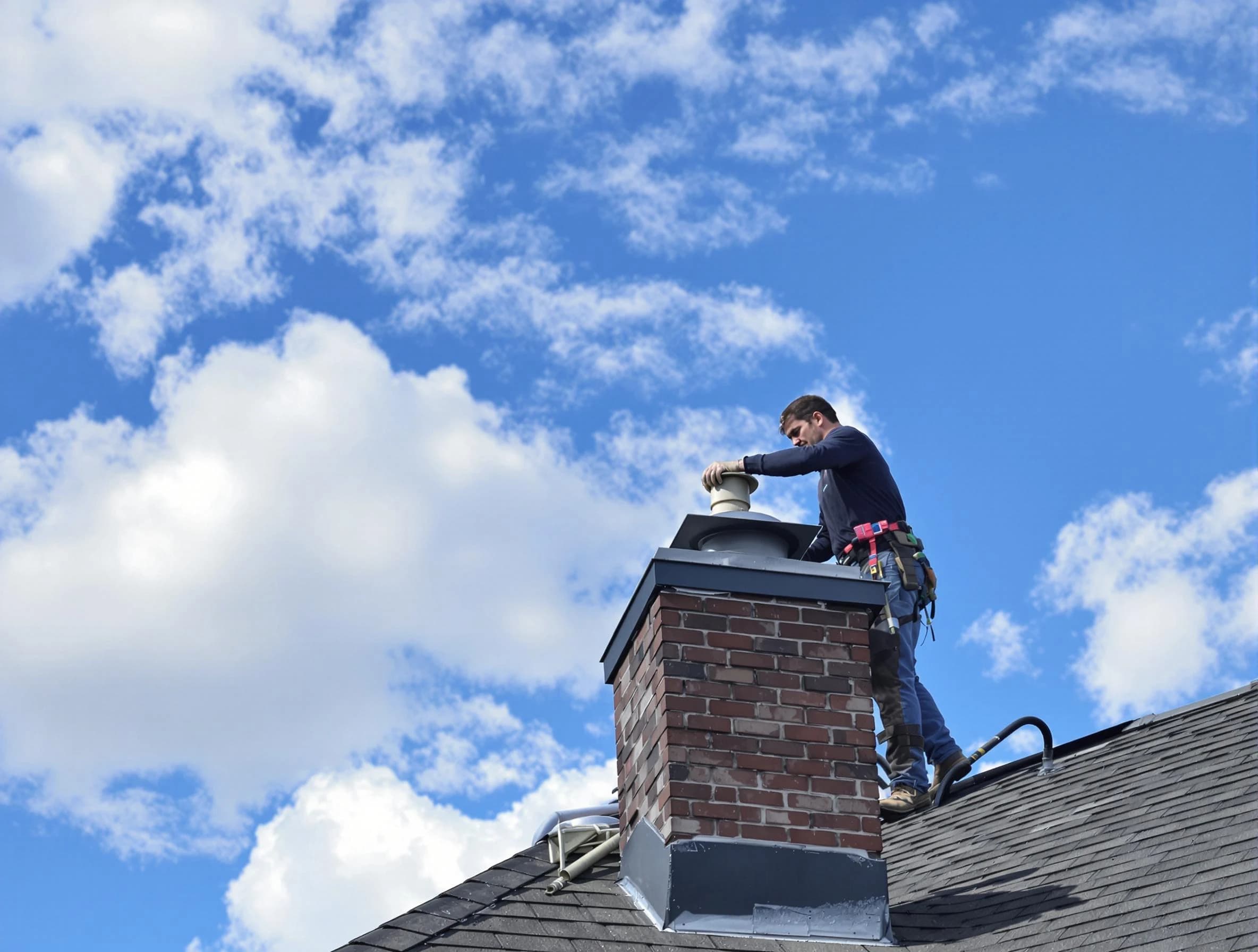 Middletown Chimney Sweep installing a sturdy chimney cap in Middletown, NJ