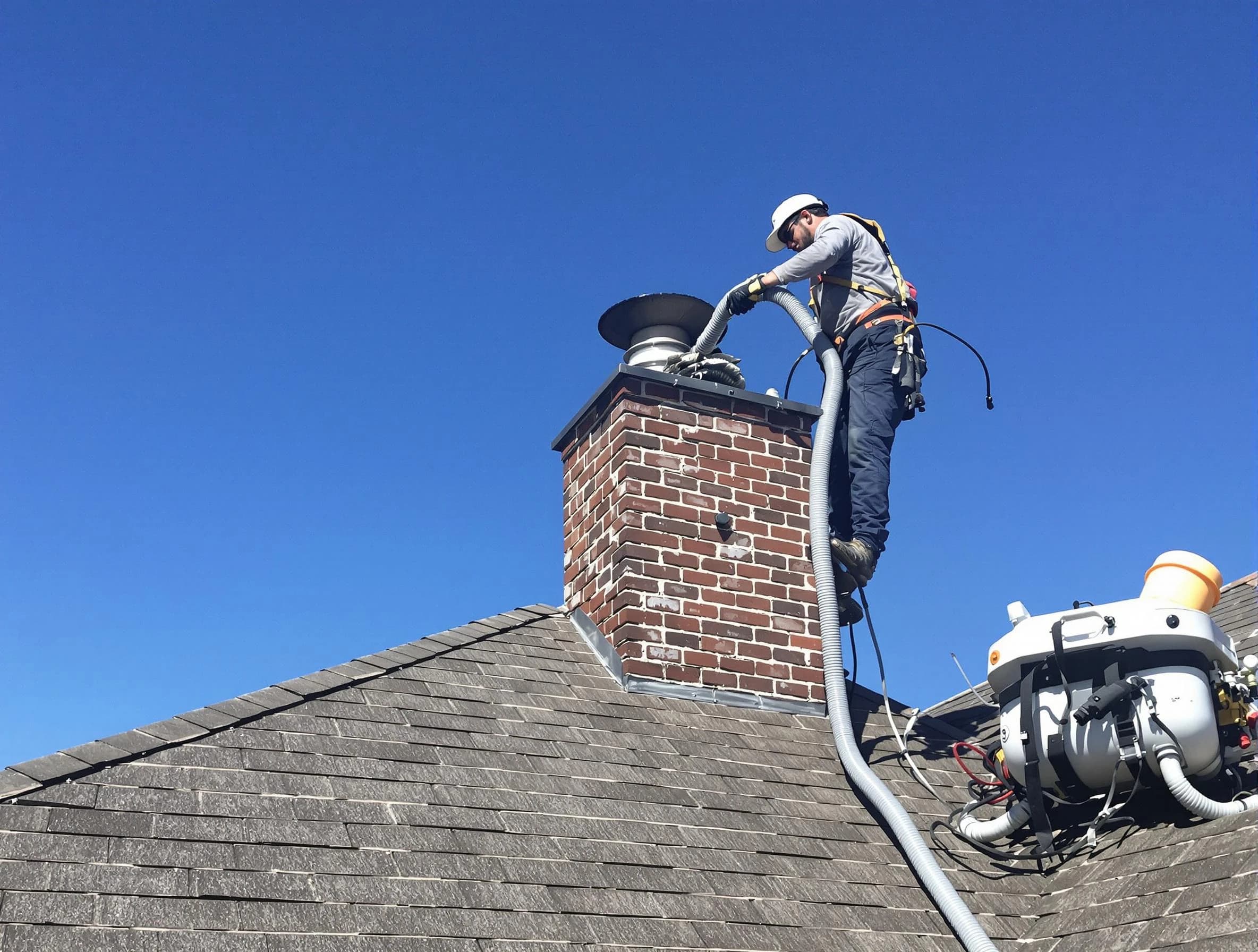 Dedicated Middletown Chimney Sweep team member cleaning a chimney in Middletown, NJ