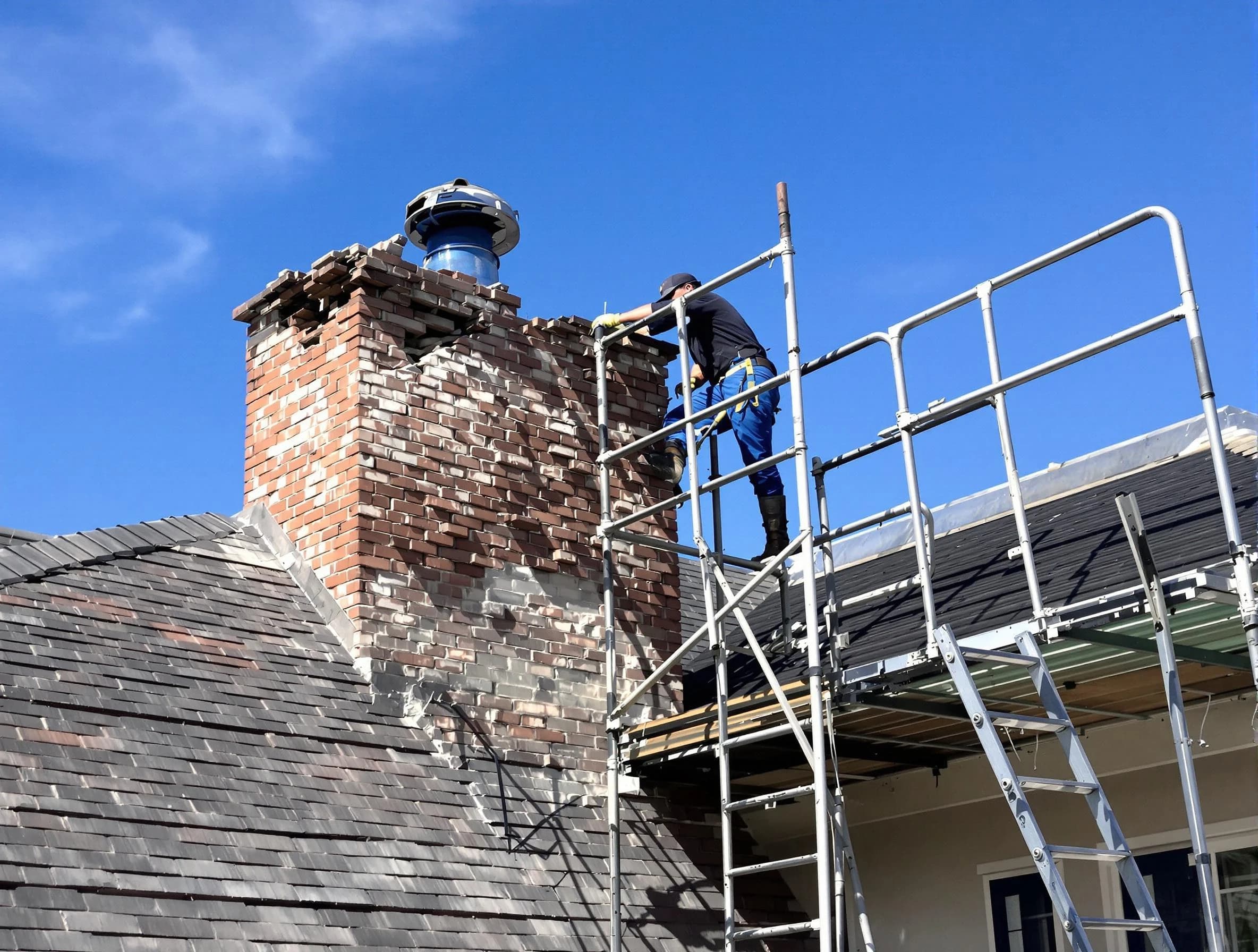 Rebuilding a chimney structure by Middletown Chimney Sweep in Middletown, NJ