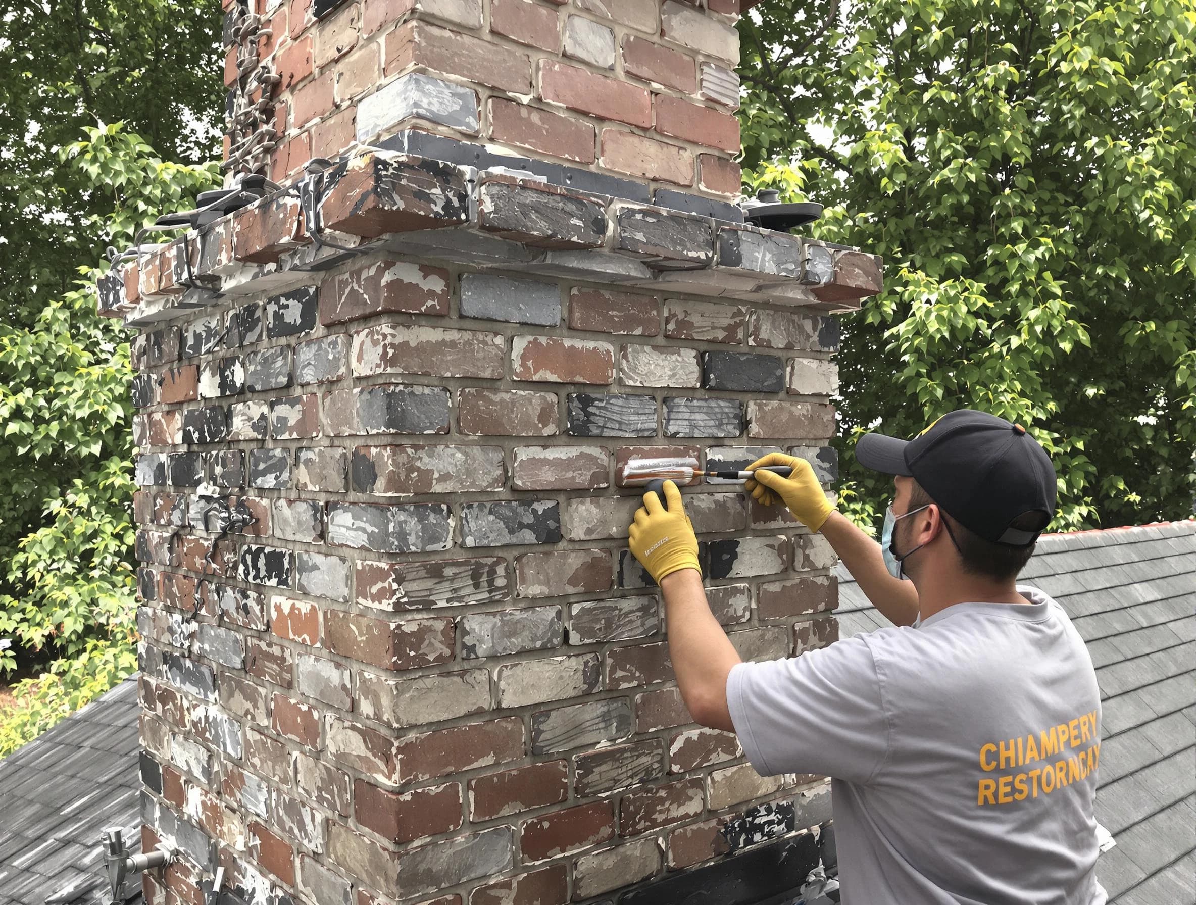 In-progress chimney restoration by Middletown Chimney Sweep in Middletown, NJ