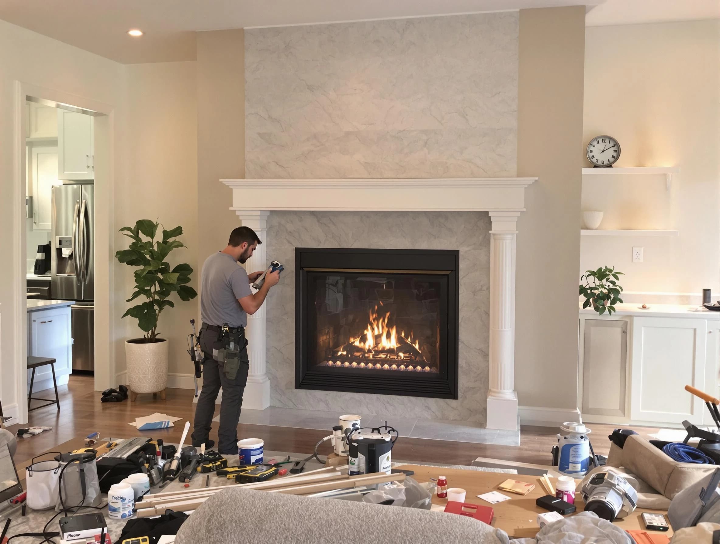 Newly installed fireplace by Middletown Chimney Sweep in Middletown, NJ